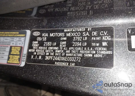 2019 Kia Forte Lxs from USA, damaged, VIN 3KPF24ADXKE033272